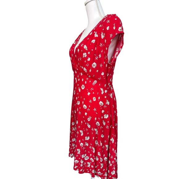 Free People Red Floral Print Keyhole Back Dinner Dress Size 10 NWT - Picture 3 of 16